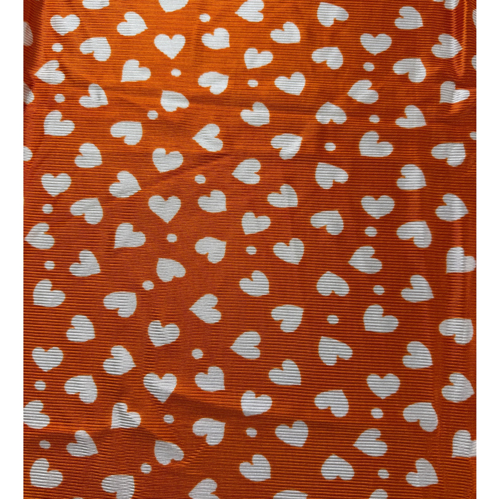Copied -  Vintage orange and white heart fabric yardage